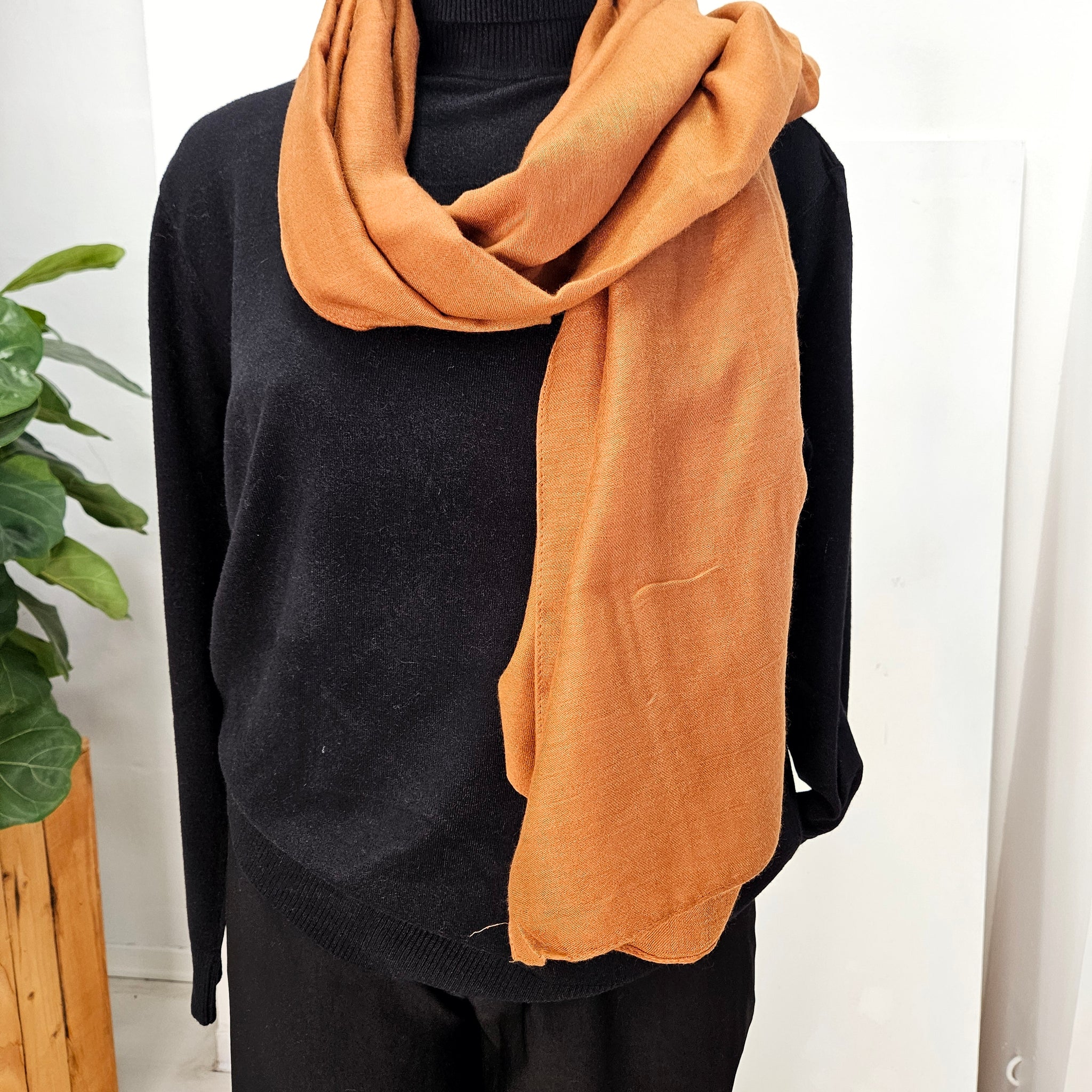 Solid color viscose scarf