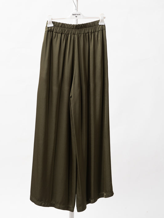 High-waisted satin trousers