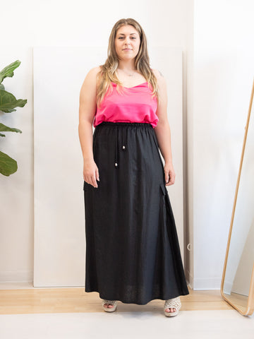 Linen cargo skirt