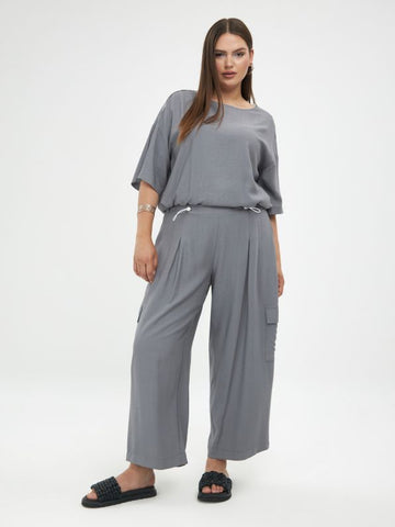 Pantalone cargo misto lino