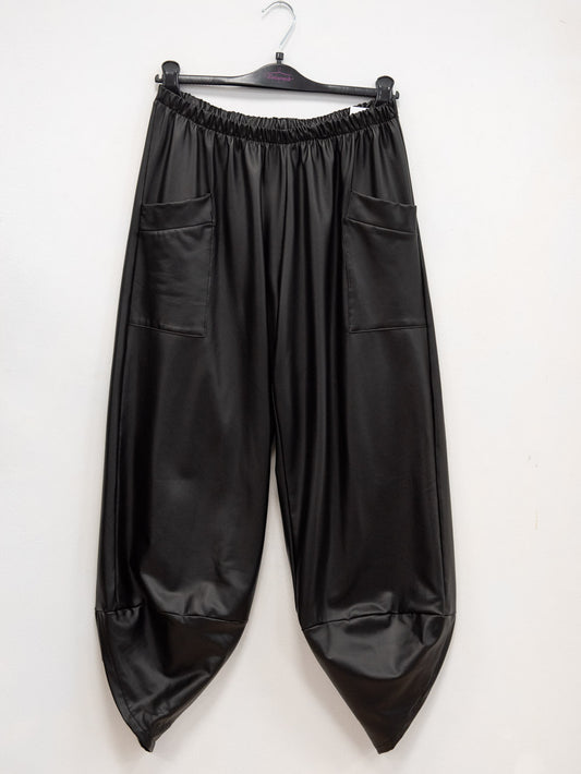 Faux leather balloon trousers