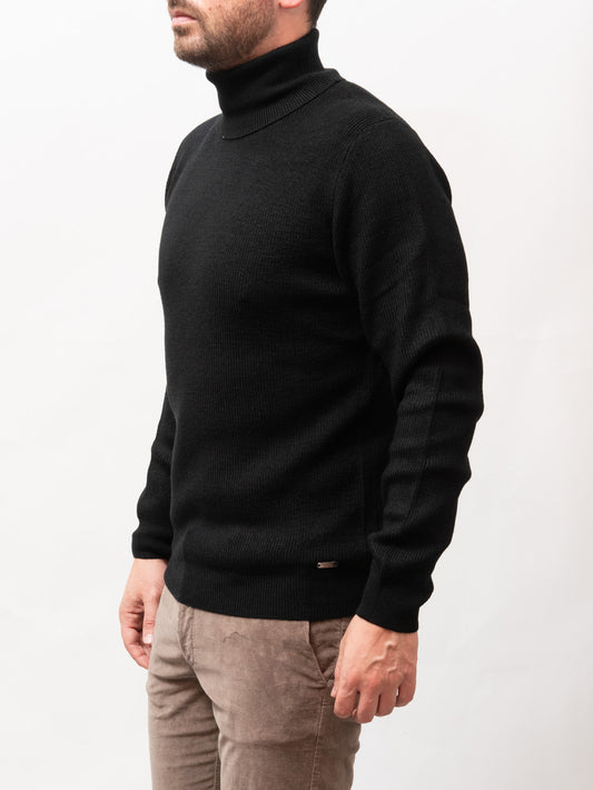 Ribbed sweater with high neck