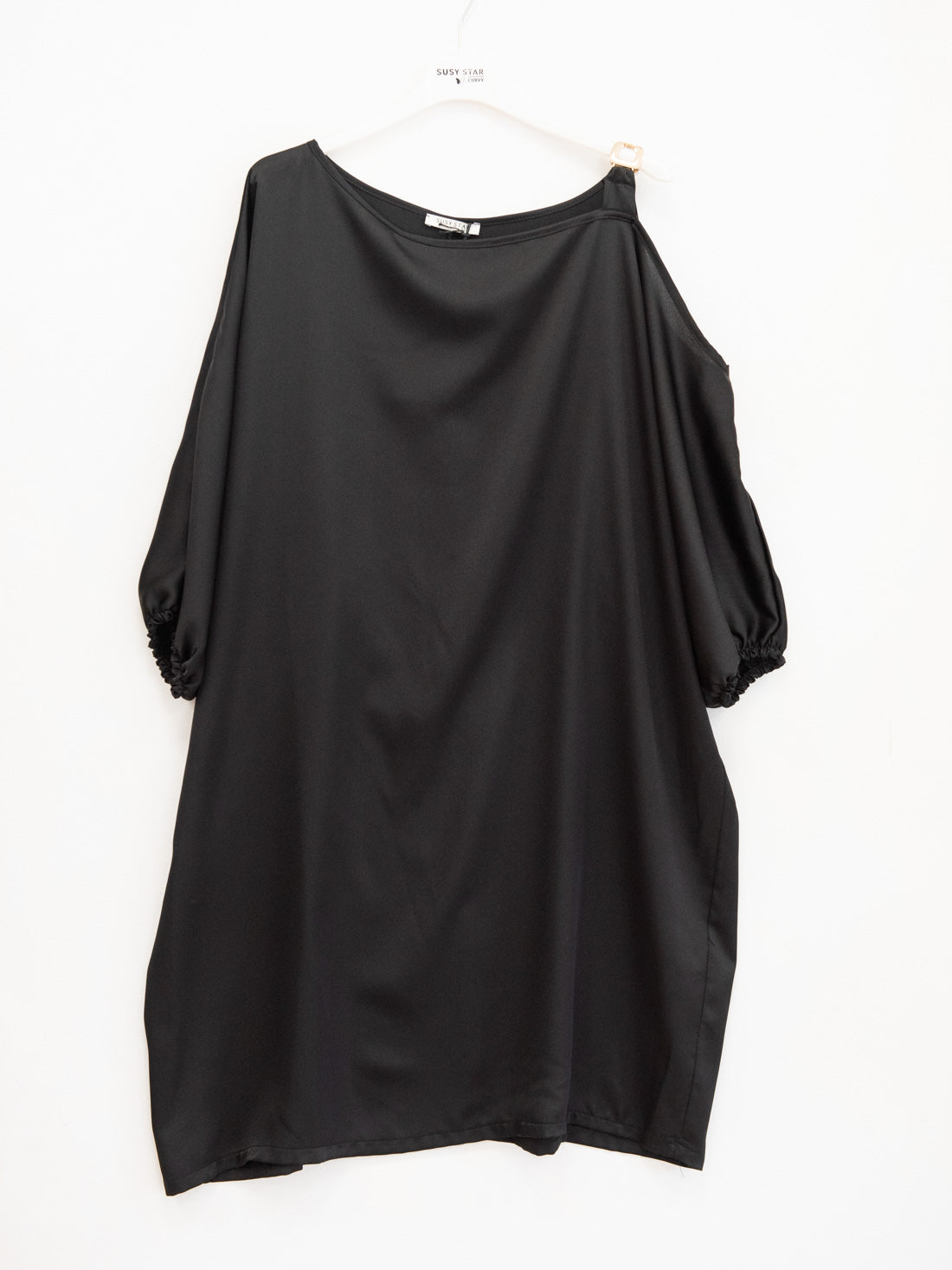 Chain shoulder satin blouse dress