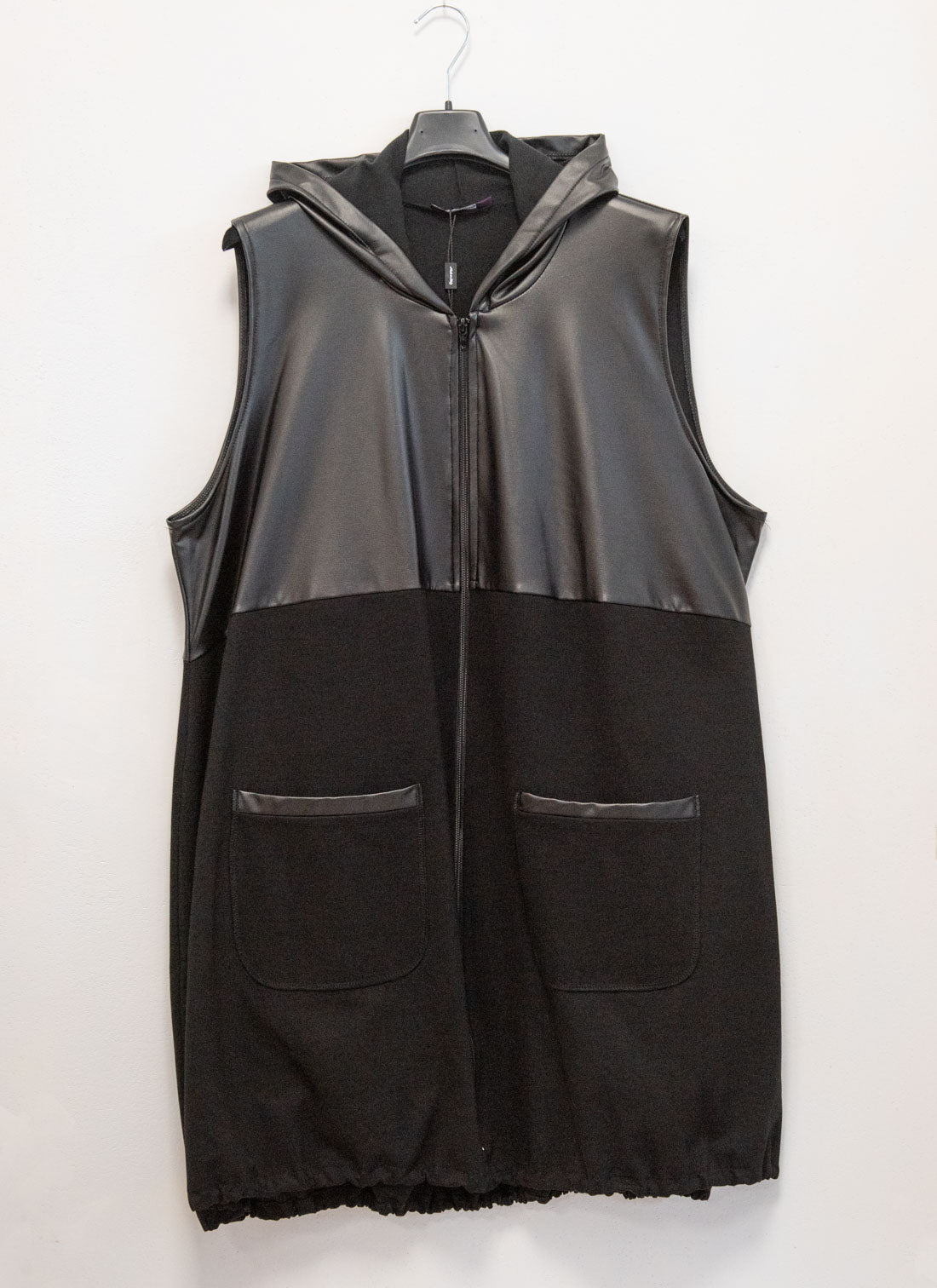 Milanese stitch vest with eco-leather inserts