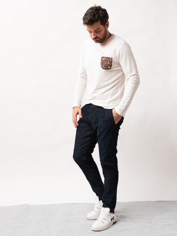 Pantalone chino con peinces di velluto