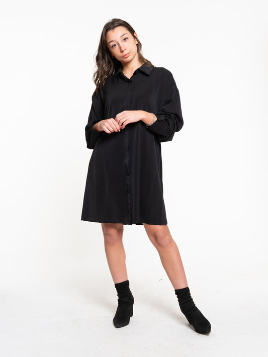 Shirt dress with elasticated back